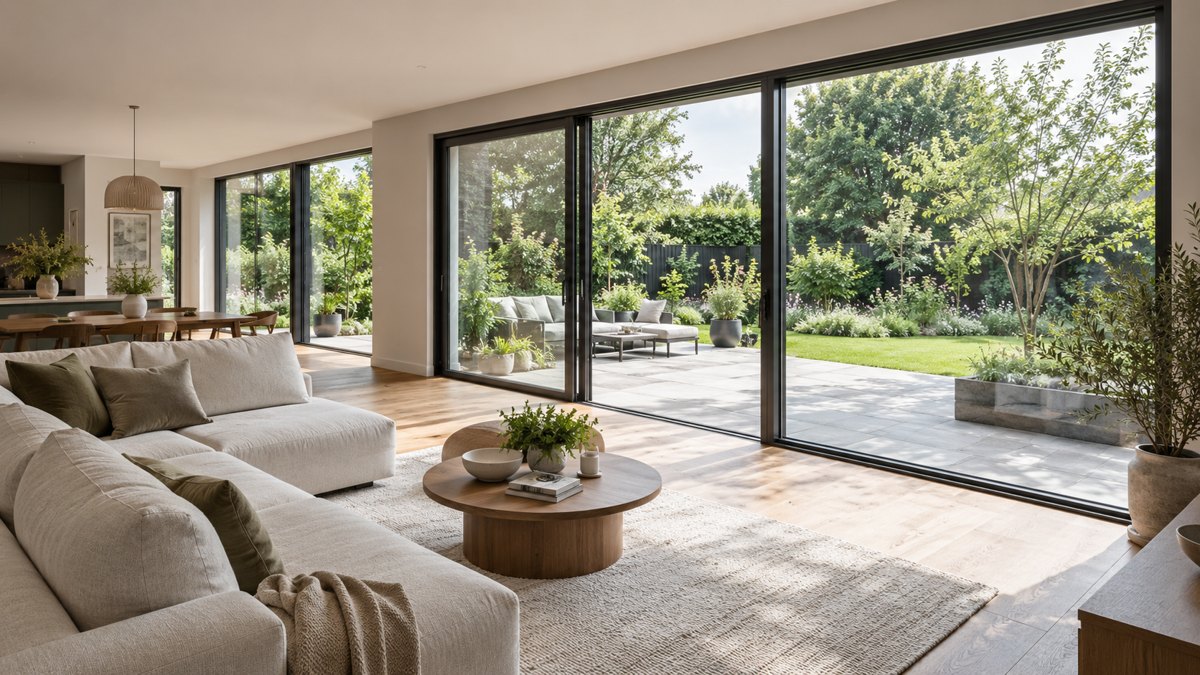 Residential glazing used to illustrate a windows and doors advertising concept